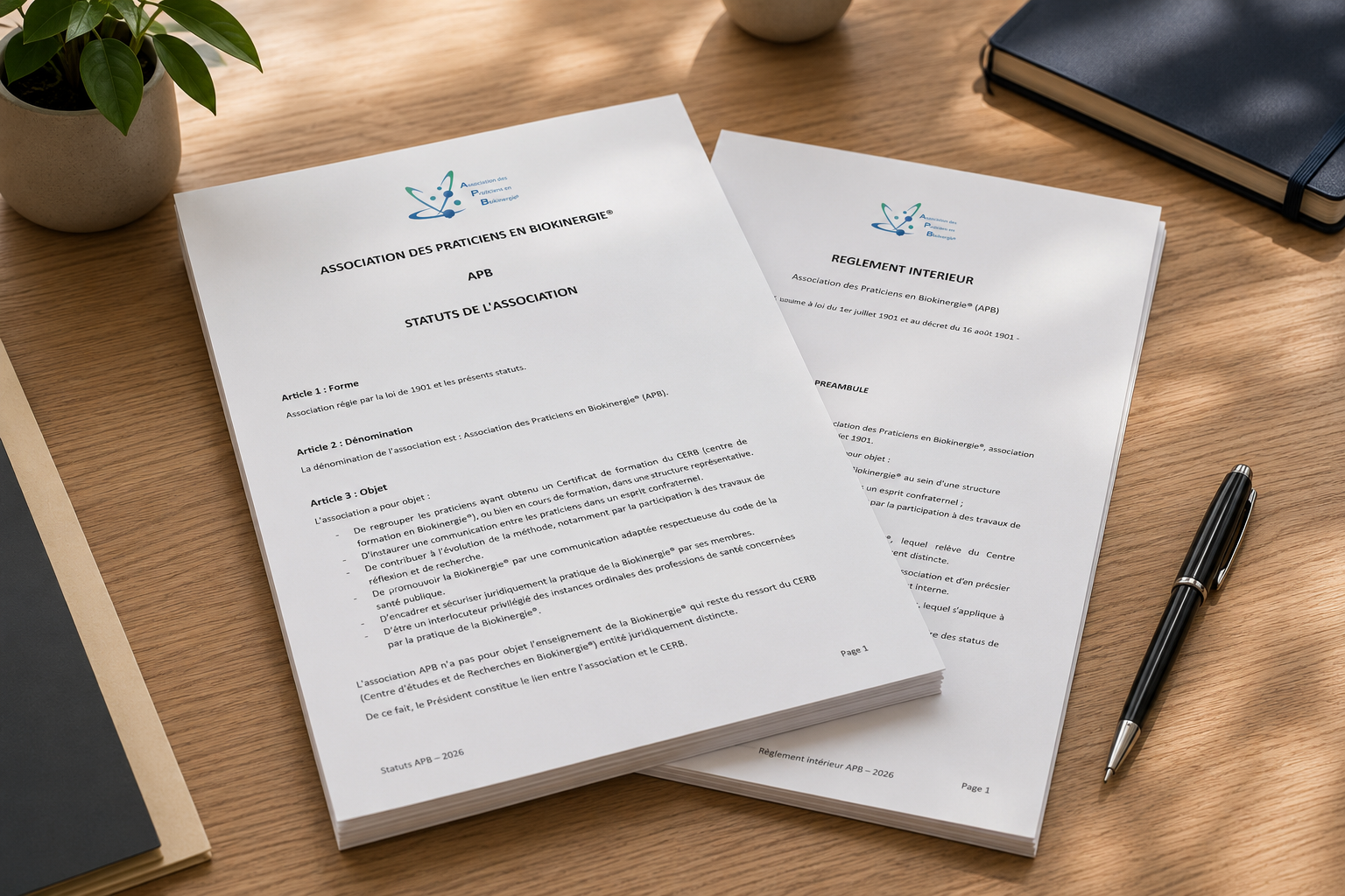 Nouveaux statuts et règlement intérieur de l'Association des Praticiens en Biokinergie adoptés lors de l'Assemblée Générale Extraordinaire.